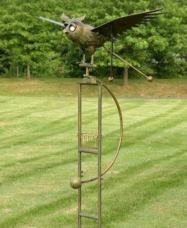 Large Rocking Owl w/Moving Wings & Solar Eyes - Click to enlarge