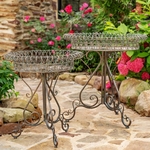 Large Round Iron Plant Stands (Set of 2) - Antique Bronze "Copenhagen 1843" Large Round Iron Plant Stands (Set of 2) - Antique Bronze "Copenhagen 1843"