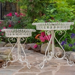 Large Round Iron Plant Stands (Set of 2) - Antique White "Copenhagen 1843" Large Round Iron Plant Stands (Set of 2) - Antique White "Copenhagen 1843"