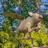Large Rustic Flying Pig Rocking Stake