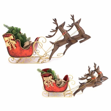Large & Small Christmas Sleighs w/Reindeer - Click to enlarge