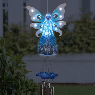 Large Solar Angel Wind Chime - Blue - Click to enlarge