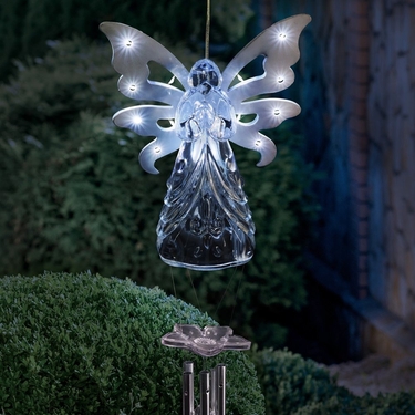 Large Solar Angel Wind Chime - Clear - Click to enlarge