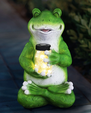Large Solar Frog w/Jar of Fireflies - Click to enlarge