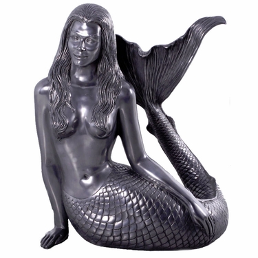Large Sultry Mermaid Statue - Aluminum Finish - Click to enlarge