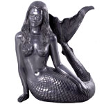 Large Sultry Mermaid Statue - Aluminum Finish