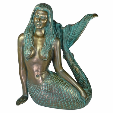 Large Sultry Mermaid Statue - Blue Verde Finish - Click to enlarge
