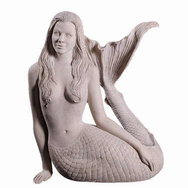 Large Sultry Mermaid Statue - Roman Stone Finish - Click to enlarge