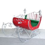 Large Victorian Christmas Sleigh "Luciana" - Red/Green/Silver