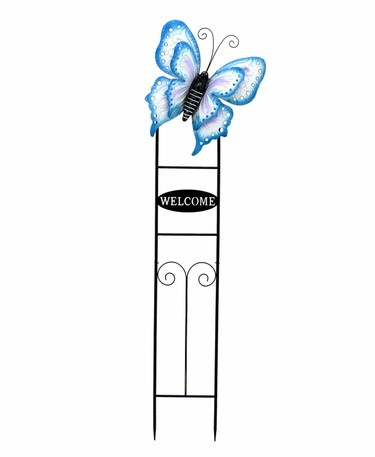 Large Welcome Butterfly Sign - Blue & Cream - Click to enlarge