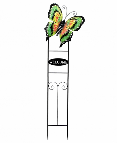 Large Welcome Butterfly Sign - Green, Yellow & Pink - Click to enlarge
