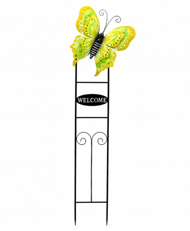 Large Welcome Butterfly Sign - Lemon Yellow - Click to enlarge