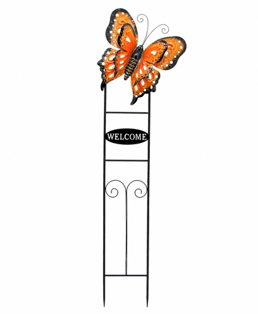 Large Welcome Butterfly Sign - Orange, Black & White - Click to enlarge