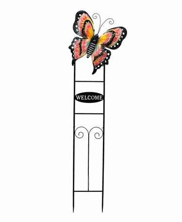 Large Welcome Butterfly Sign - Pink & Yellow - Click to enlarge