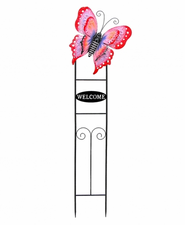 Large Welcome Butterfly Sign - Red & Pink - Click to enlarge