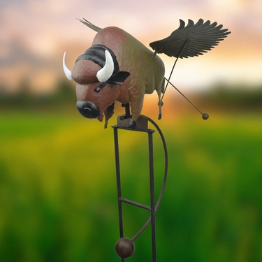 Large Winged Bison Rocker Stake - Click to enlarge