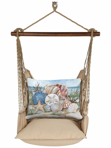 Latte Solid Coastal Shells Hammock Chair Swing Set - Click to enlarge