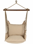 Latte Solid Fabric Hammock Chair Swing Set