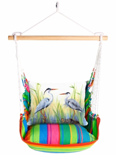 Le Jardin Nouveau Heron Pair Blue Hammock Chair Swing Set - Click to enlarge