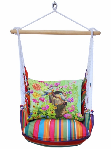 Le Jardin Stripe Blue Birds with Watering Can Hammock Chair Swing Set - Click to enlarge