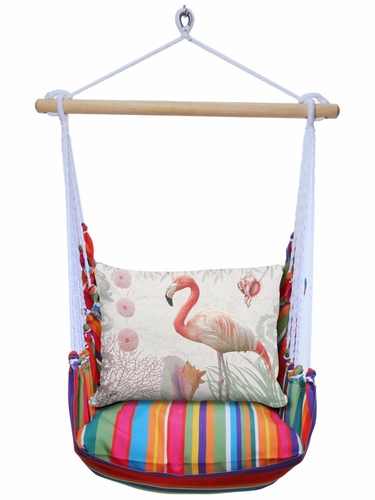Le Jardin Stripe Flamingo Sealife Medley Hammock Chair Swing Set - Click to enlarge