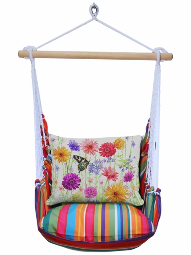 Le Jardin Stripe Wildflower Garden 2 (yellow) Hammock Chair Swing Set - Click to enlarge