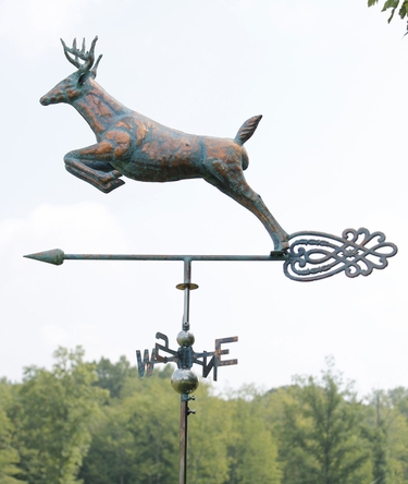 Leaping Deer Weathervane - Copper Patina - Click to enlarge