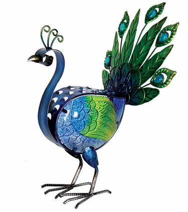 LED Glass Peacock Statue - Click to enlarge