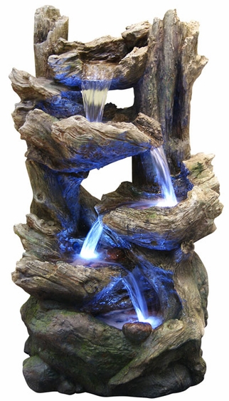 LED Rainforest Flowing Falls Outdoor Fountain - Click to enlarge