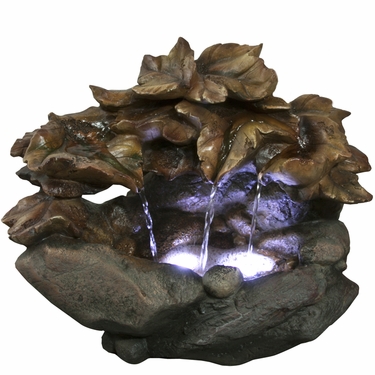 Rainforest Leaves Tabletop Fountain w/LED Lights - Click to enlarge