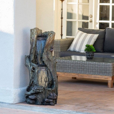 LED Rainforest Vertical Waterfall Outdoor Fountain - Click to enlarge