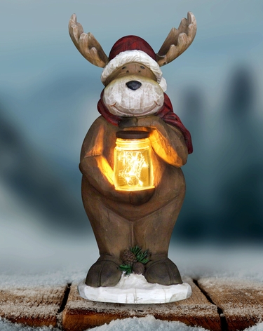 LED Reindeer w/Jar of Fireflies - Battery Powered - Click to enlarge