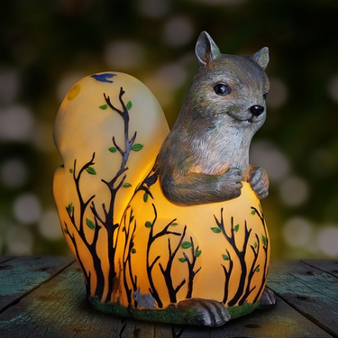 LED Squirrel Statue w/Forest  Silhouette - Battery Powered - Click to enlarge