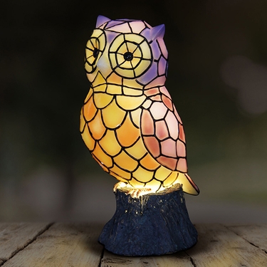 LED Tiffany Owl Statue - Battery Powered - Click to enlarge