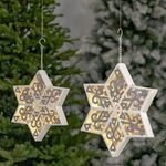 Large Iron Hanging 6-Point Stars w/LED (Set of 3)