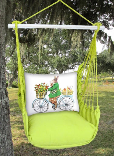 Lime Yellow Spring Bunny Hammock Chair Swing Set - Click to enlarge