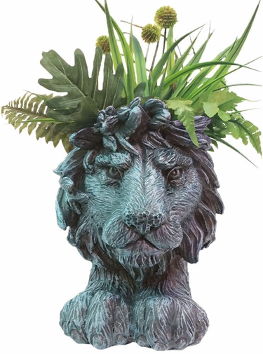 Lion Mascot Planter - Graystone Finish - Click to enlarge