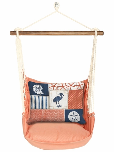 Living Coral Egret Patchwork Hammock Chair Swing Set - Click to enlarge