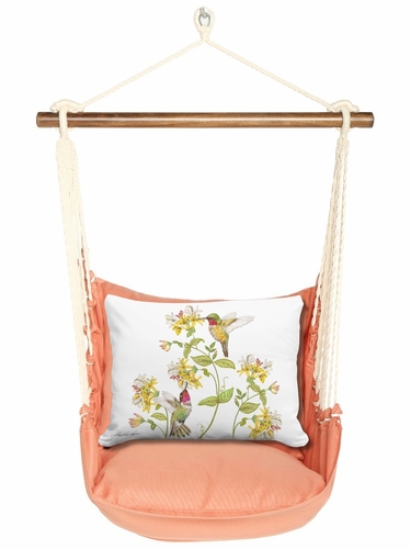 Living Coral Hummingbird Duo w/ Honeysuckles Hammock Chair Swing Set - Click to enlarge