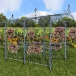 Long Iron Garden Gazebo w/Planters - Light Blue