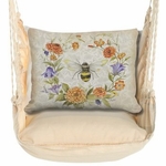 Magnolia Stripe Bee with Floral Wreath Hammock Chair Swing Set