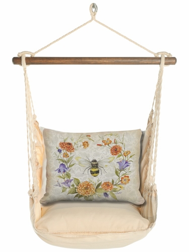 Magnolia Stripe Bee with Floral Wreath Hammock Chair Swing Set - Click to enlarge