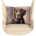 Magnolia Stripe Labrador Chocolate Hammock Chair Swing Set