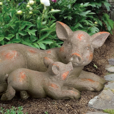 Mama & Baby Pig Garden Statue - Click to enlarge