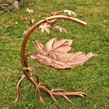 Galvanized Maple Leaf Birdbath - Copper Finish - Click to enlarge
