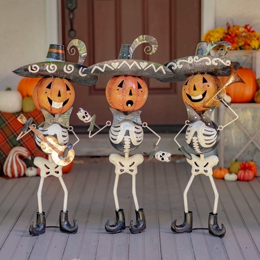 Tres Marlonis Set of 3 Mariachi Skeleton Garden Figurines - Click to enlarge