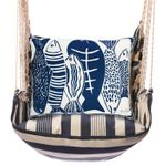 Marina Stripe Blue Fish Hammock Chair Swing Set
