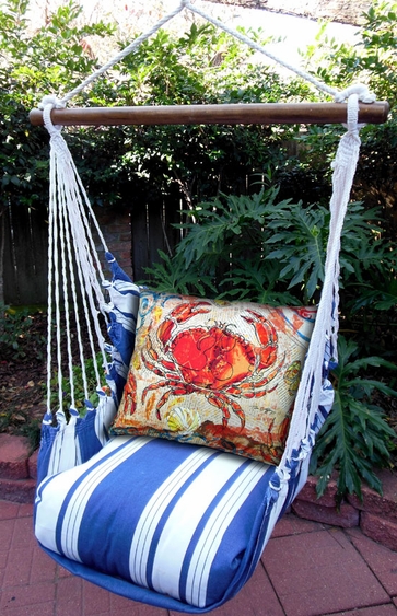 Marina Stripe Fresh Catch Crab Hammock Chair Swing Set - Click to enlarge