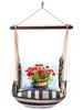 Marina Stripe Geranium Barrel Hammock Chair Swing Set