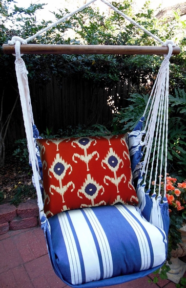 Marina Stripe Ikat Design Hammock Chair Swing Set - Click to enlarge